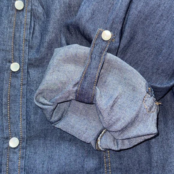 NEW! Plus Denim Style Western Shirt - Picture 5 of 7